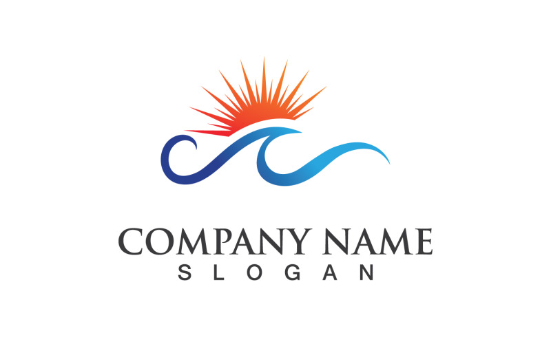 Słońce i fala Logo Vector Icon Design V 5