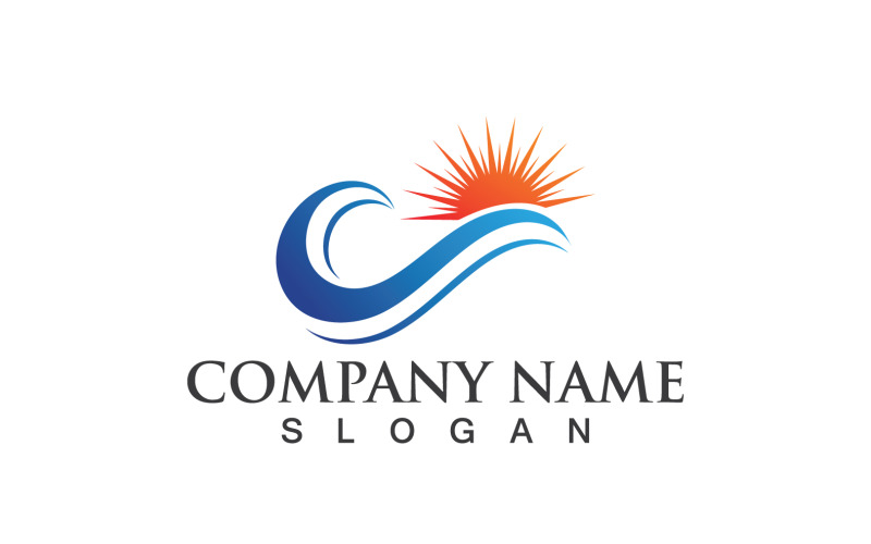 Słońce i fala Logo Vector Icon Design V 7