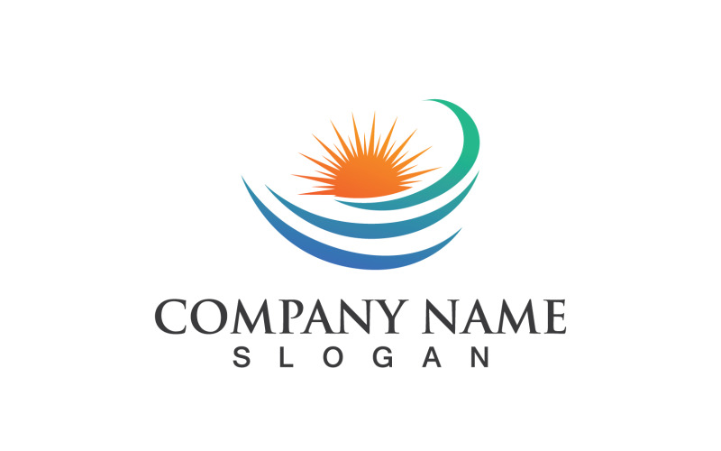 Słońce i fala Logo Vector Icon Design V 8
