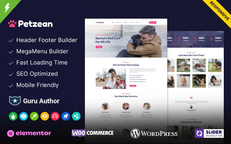 Petzean - Hayvan Bakımı ve Pet Shop WordPress Teması