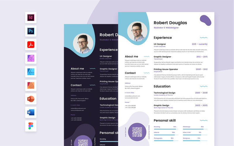 Шаблон резюме Liquid Resume Темний режим