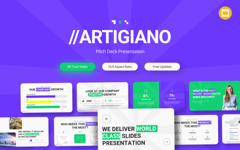 Artigiano kreatív többcélú Google Diák sablon