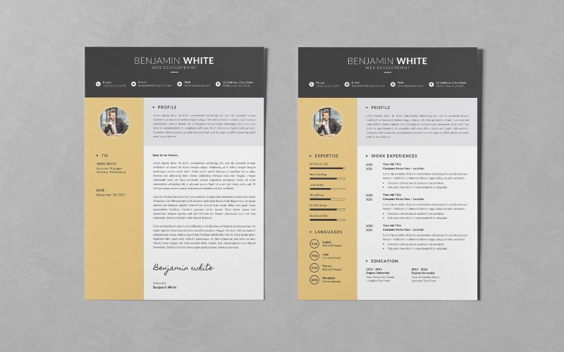 Nowoczesne, czyste profesjonalne szablony CV / CV Design PSD