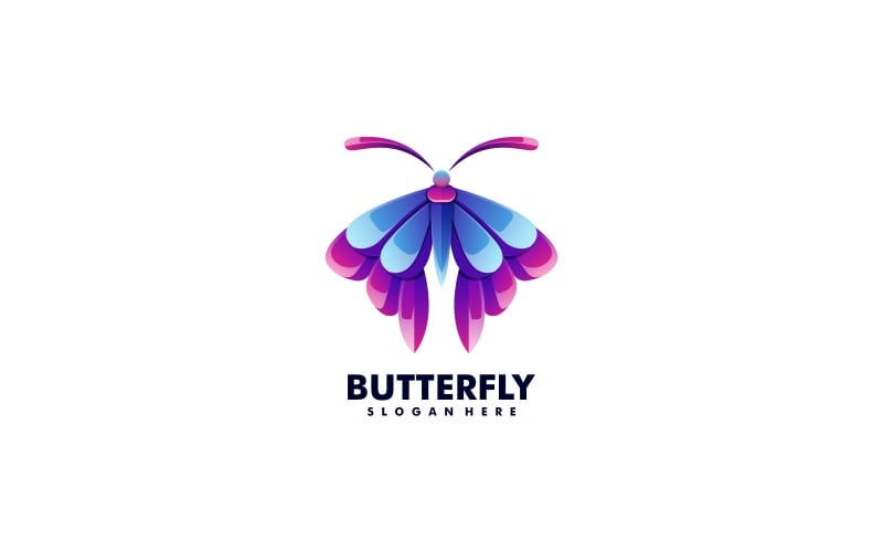 Modèle de logo de couleur dégradé de papillon vectoriel