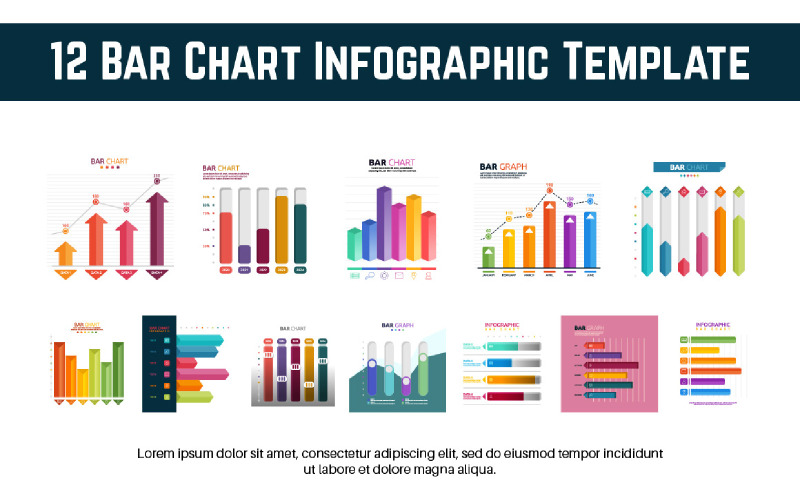 12 oszlopdiagram infografikus sablon