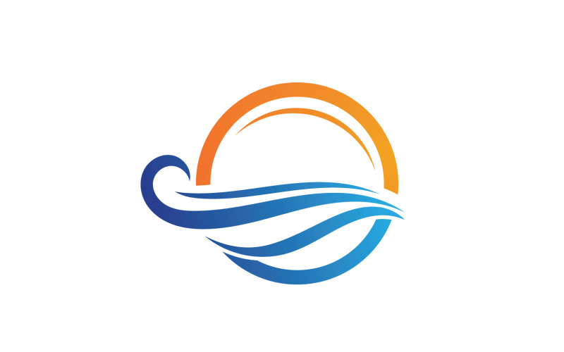Słońce I Fala Plaża Logo Ilustracja Wektorowa V1