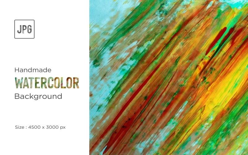 Fondo de color de agua rojo amarillo y verde pintado a mano