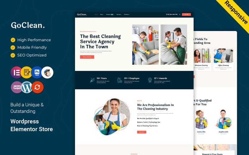 GoClean - Limpeza Lavagem a Seco Serviços de Lavanderia Tema WordPress Multiuso Responsivo