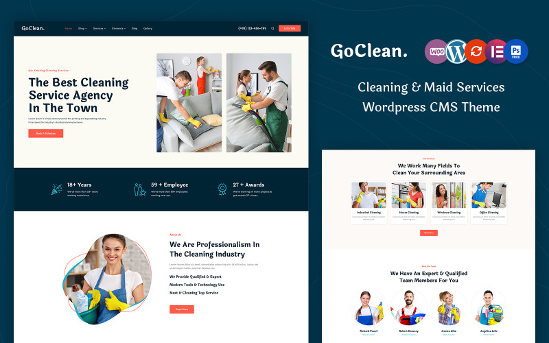 GoClean - Servizi di pulizia Lavaggio a secco Lavanderia Tema WordPress reattivo multiuso
