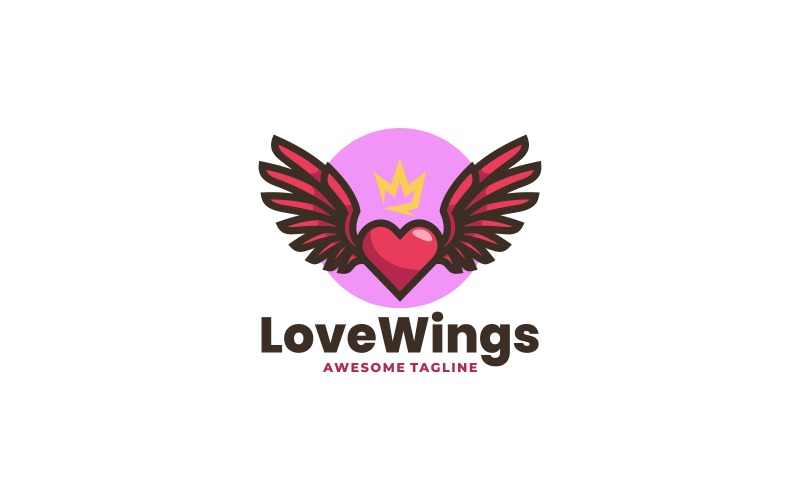 Aşk Kanatları Basit Maskot Logosu