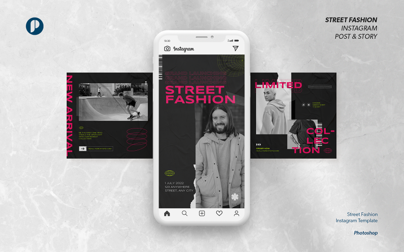 Black Urban Street Fashion Instagram Template