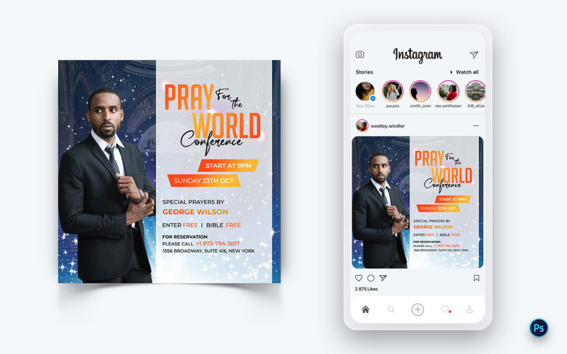 Kirche Rede Motivation Social Media Post Design Vorlage-12