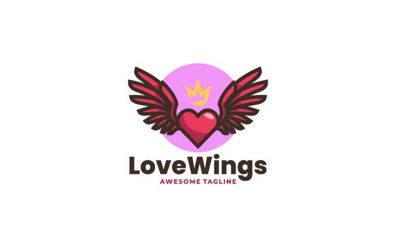 Logotipo de la mascota simple de Love Wings