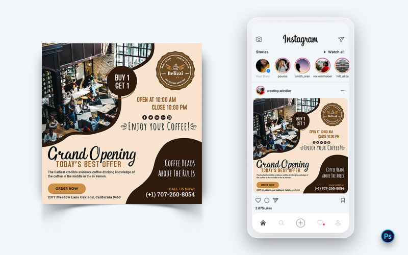 Coffee Shop Promotion Social Media Post Design Mall-03