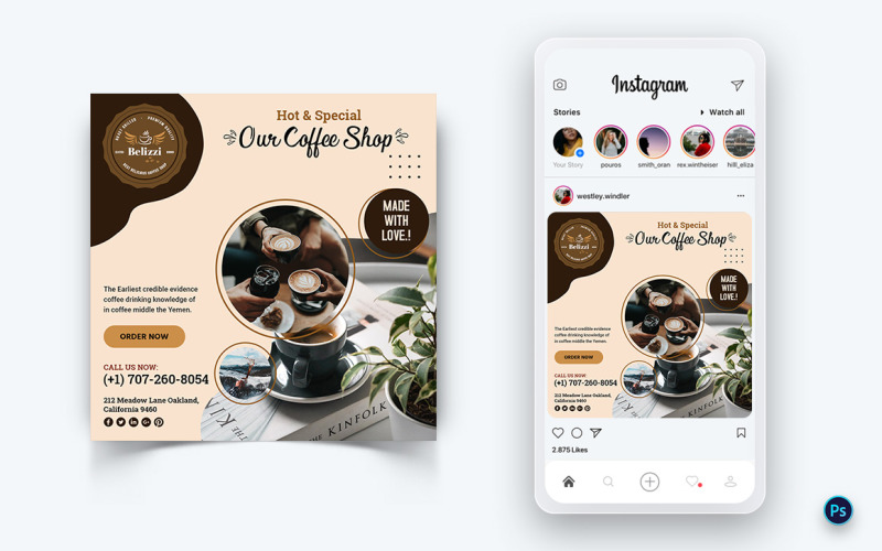 Coffee Shop Promotion Social Media Post Design Mall-14