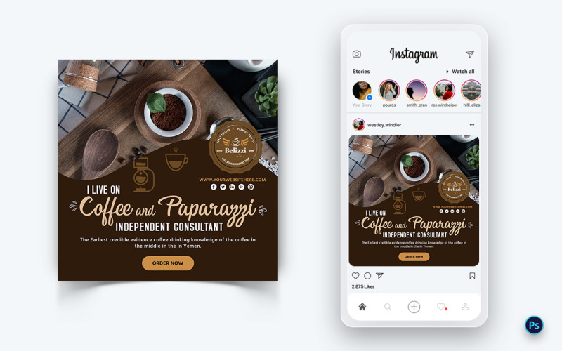 Modello di progettazione di post sui social media per la promozione della caffetteria-16