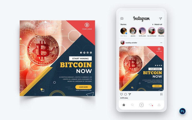 Servizio di criptovaluta Social Media Post Design Template-08