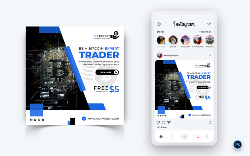 Social-Media-Post-Design-Vorlage für den CryptoCurrency-Dienst-13