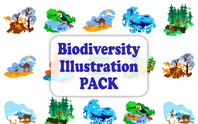 Pacchetto di illustrazioni sulla biodiversità