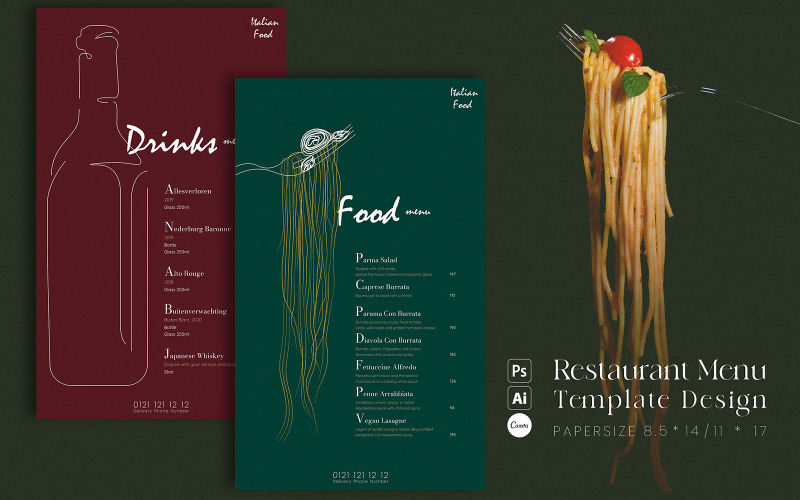Дизайн шаблона меню ресторана