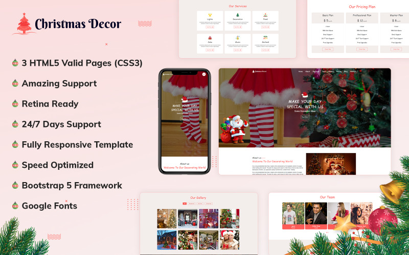 HTML-webbplatsmall för juldekor