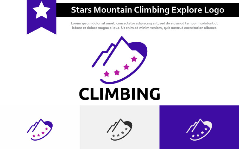 Logo Stars Mountain Climbing Peak Summit Nature Explore Adventure