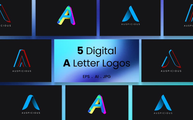 5 modèles numériques de logos de lettre A