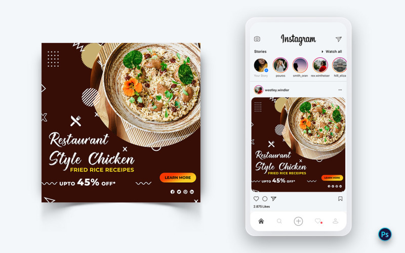 Modello di progettazione di post sui social media per alimenti e ristoranti-25