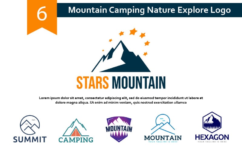 6 Mountain Camping Nature Explore Logo TemplateMonster