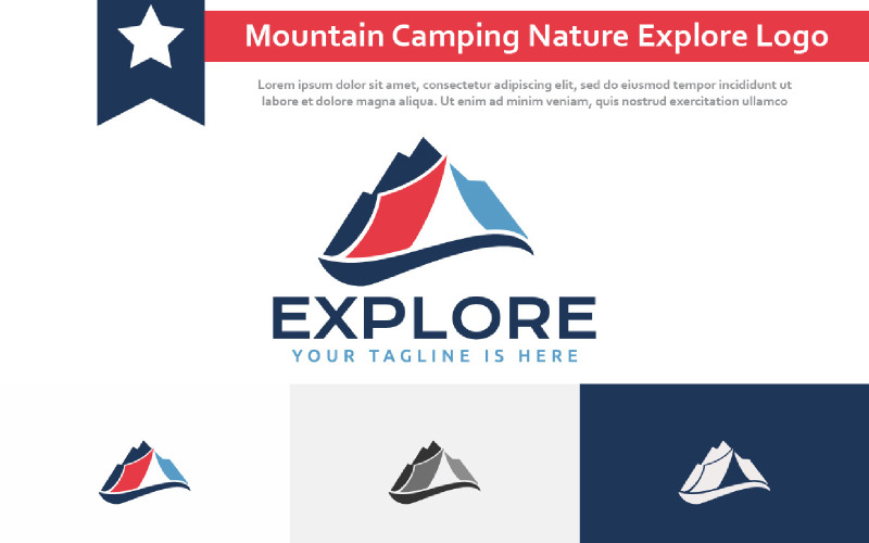 Mountain Camping Peak Summit Nature Explorer Aventure Logo