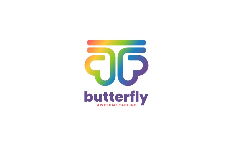 Papillon Dessin Au Trait Style Logo Coloré