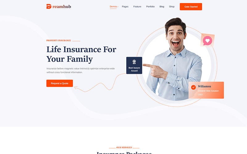 Plantilla PSD de seguros DreamHumb