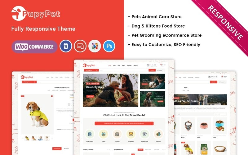 Pupypet - тема Woocommerce для зоомагазинів і аксесуарів для домашніх тварин