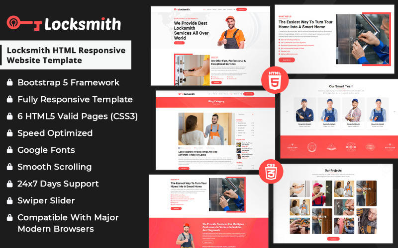 Responsive HTML-Website-Vorlage für Schlosser