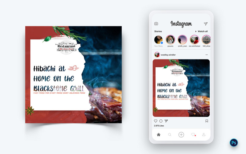 食品和餐厅社交媒体帖子设计模板-16