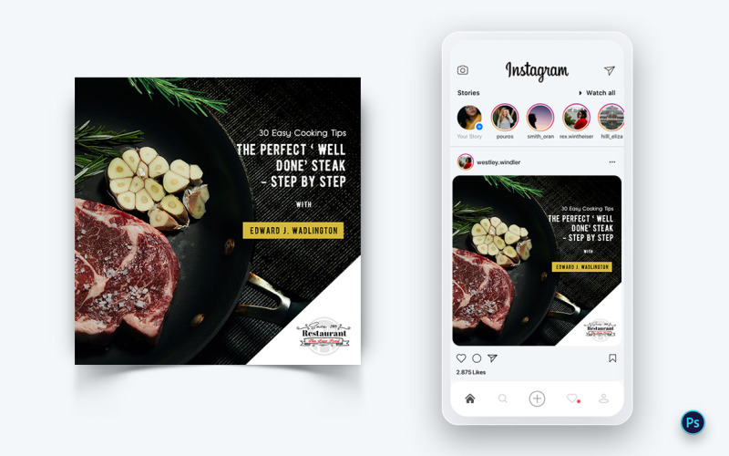 食品和餐厅社交媒体帖子设计模板-18