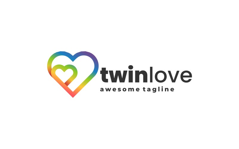 Twin Love Line Art Barevné Logo