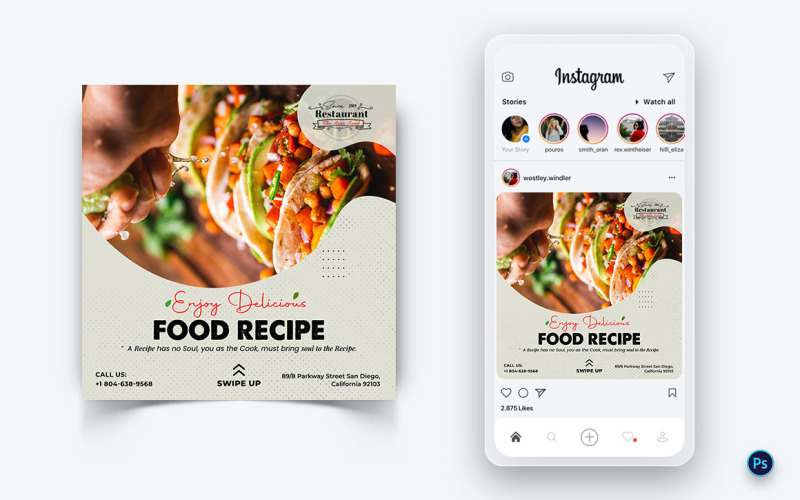 Modèle de conception de publication sur les médias sociaux pour l'alimentation et les restaurants-81