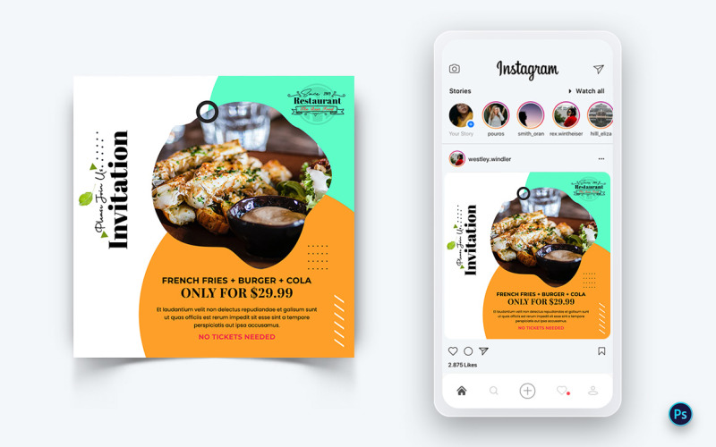 Modèle de conception de publication sur les médias sociaux pour la nourriture et les restaurants-63