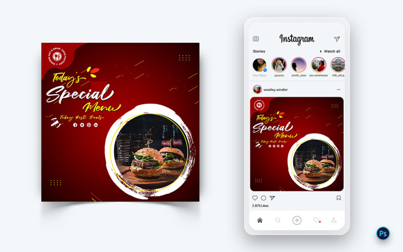 Modello di progettazione di post sui social media per alimenti e ristoranti-28