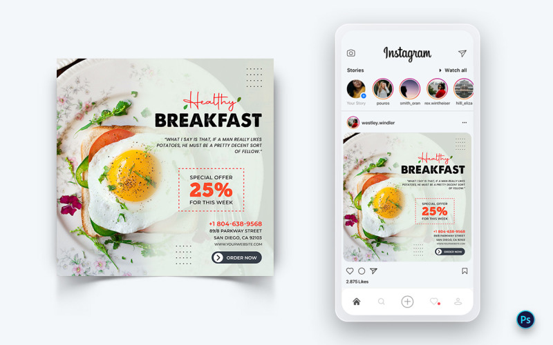Modello di progettazione di post sui social media per alimenti e ristoranti-57