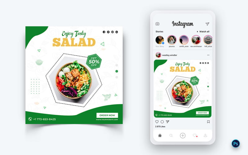 Plantilla de diseño de publicación en redes sociales de comida y restaurante-47
