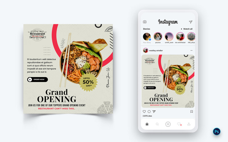 Plantilla de diseño de publicación en redes sociales de comida y restaurante-64