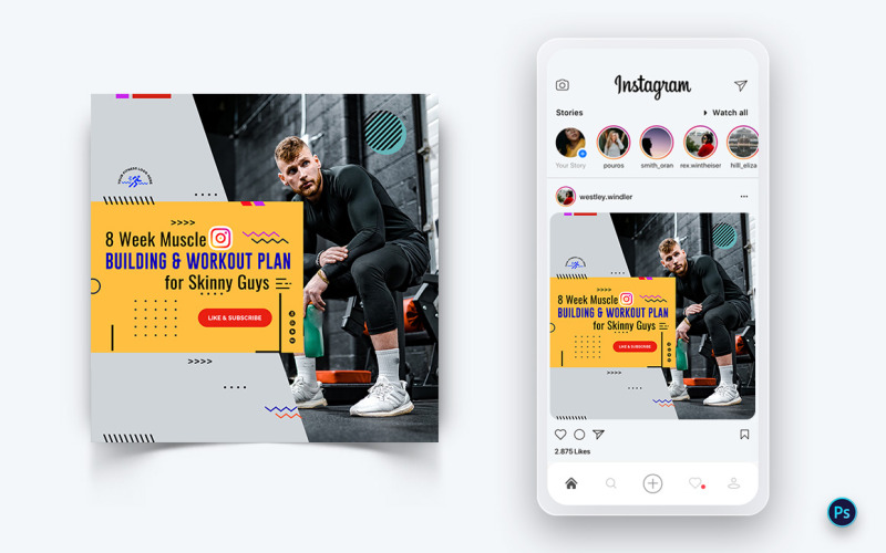 Postdesign-Vorlage für Fitnessstudios und Fitnessstudios für soziale Medien-16