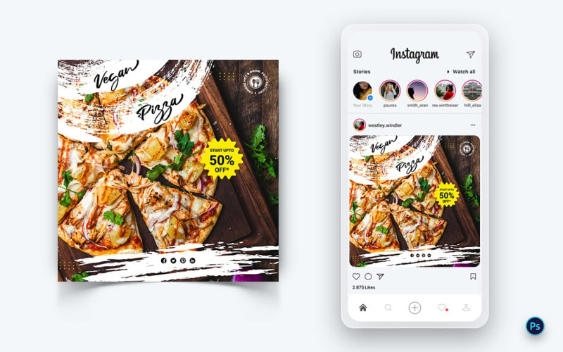 Postdesign-Vorlage für Lebensmittel und Restaurants in sozialen Medien-33