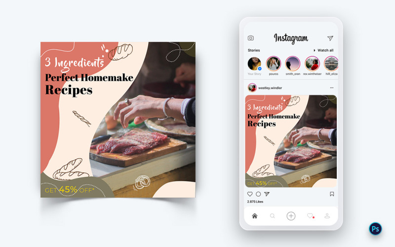 Postdesign-Vorlage für Lebensmittel und Restaurants in sozialen Medien-46