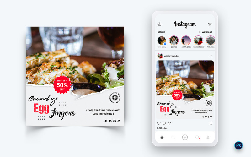食品和餐厅社交媒体帖子设计模板-30