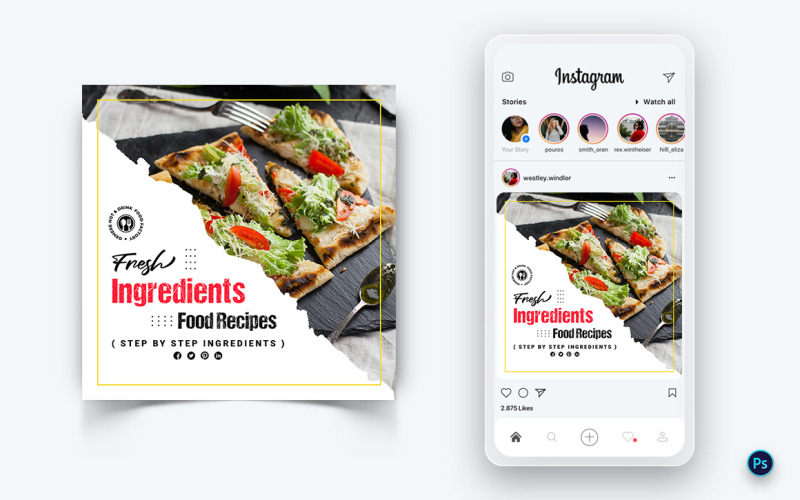 食品和餐厅社交媒体帖子设计模板-35