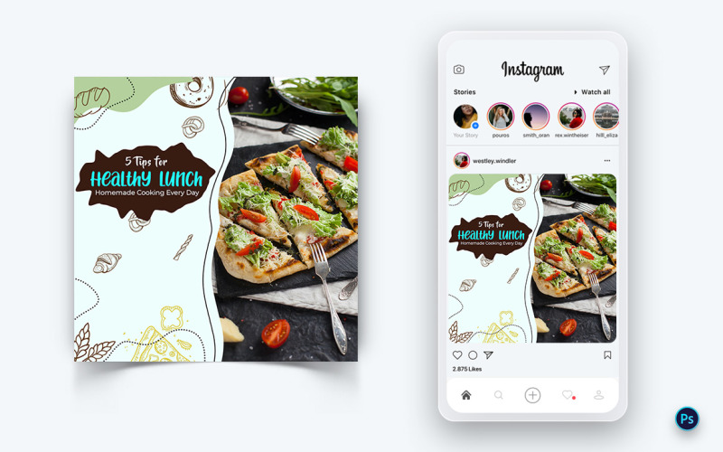 食品和餐厅社交媒体帖子设计模板-43