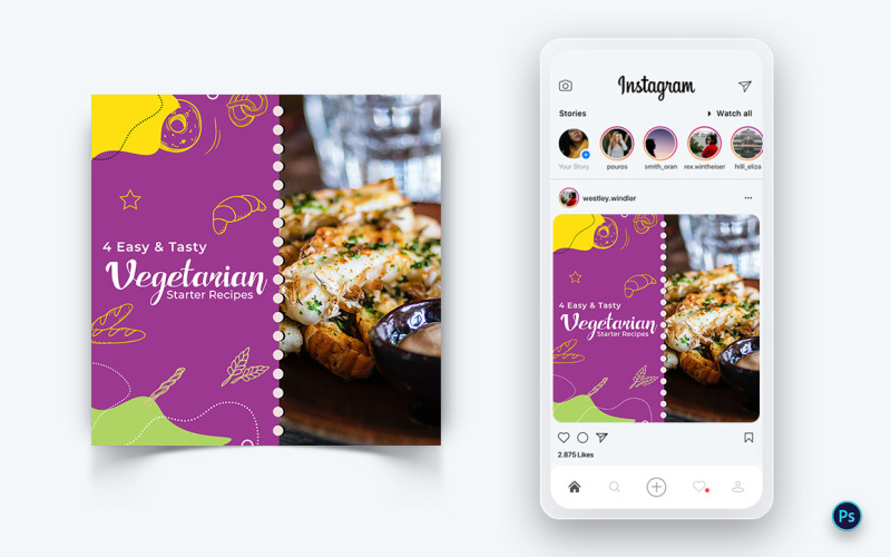 食品和餐厅社交媒体帖子设计模板-45